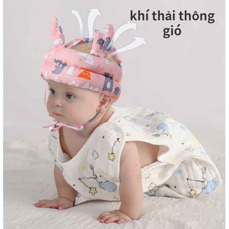 mũ bảo vệ đầu cho bé mũ bảo hiểm cho bé mũ có tóc cho bé Gối Đệm Bảo Vệ Đầu Chống Va Chạm Cho Bé