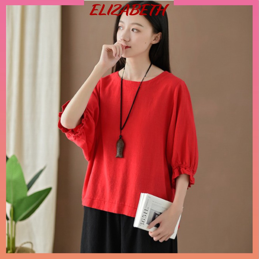 Áo kiểu nữ Hàn Quốc, áo cánh dơi nữ Elizabeth, chất liệu Đũi tơ mềm mát, form rộng che khuyết điểm AKN.H45 | BigBuy360 - bigbuy360.vn