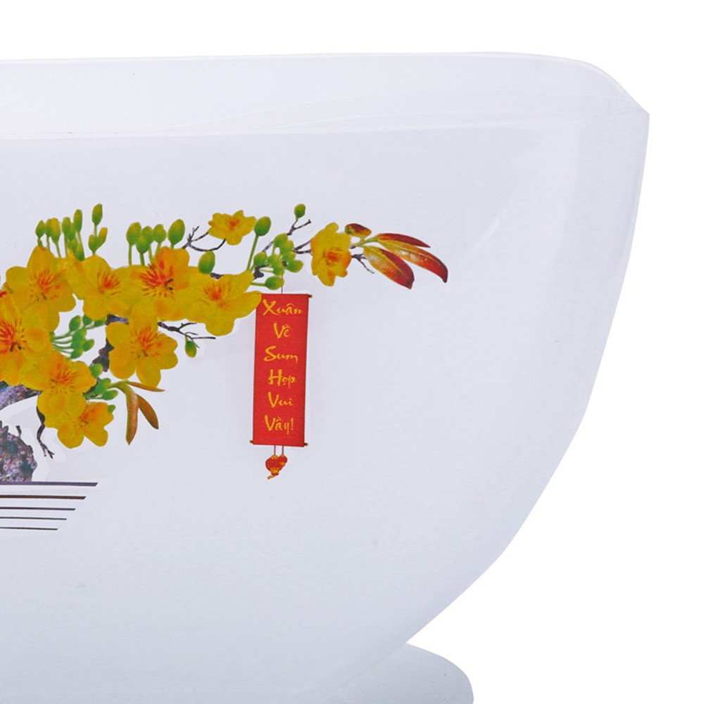 Bộ 2 tô nhúng bánh tráng 3 ngăn Prota lớn hoa mai