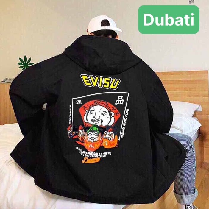 ÁO KHOÁC DÙ NHẸ BOMBER NAM NỮ ĐEN EVISU ĐA NĂNG 2 LỚP CHỐNG NẮNG 2 TÚI CÓ DÂY KÉO HOT MÙA HÈ - DUBATI FASHION