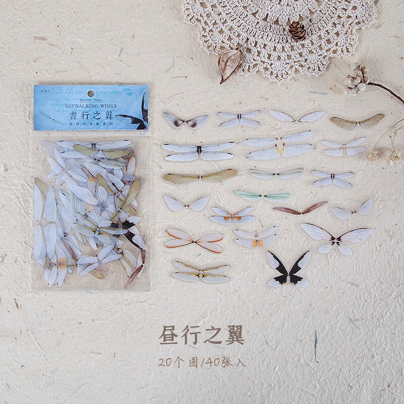 Set 40 miếng dán trang trí hình bươm bướm/ chuồn chuồn dành cho điện thoại