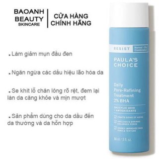 Tinh chất tẩy tế bào chết paula's choice resist daily pore-refining treatment 2% bha 7820 - flash sale 99k t1122 k1