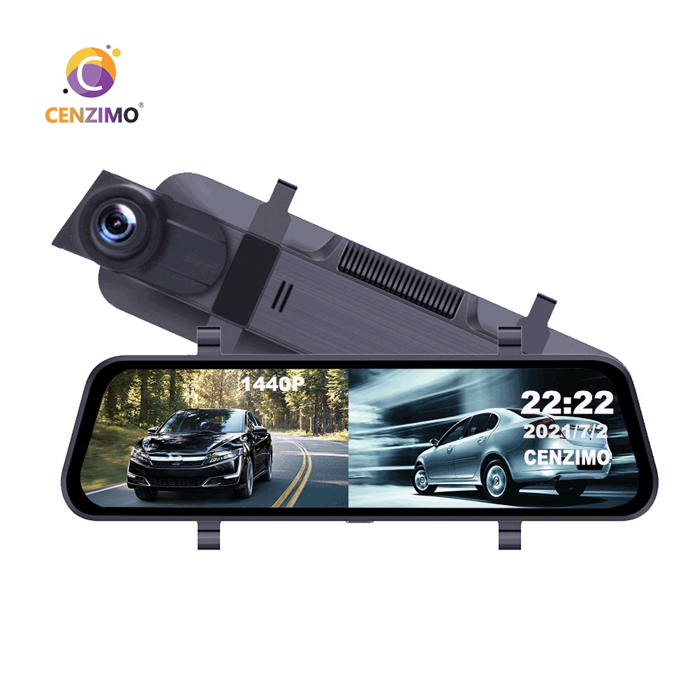 Camera hành trình Full HD 1440p Camera hành trình ô tôCENZIMO, Full HD 1080p gương, màn hình 10 inh, ghi hình trước sau
