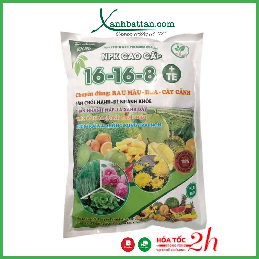 Phân Bón NPK 16-16-8+TE Cho Hoa Hồng - Cây Kiểng Và Rau Màu - 1 Kg