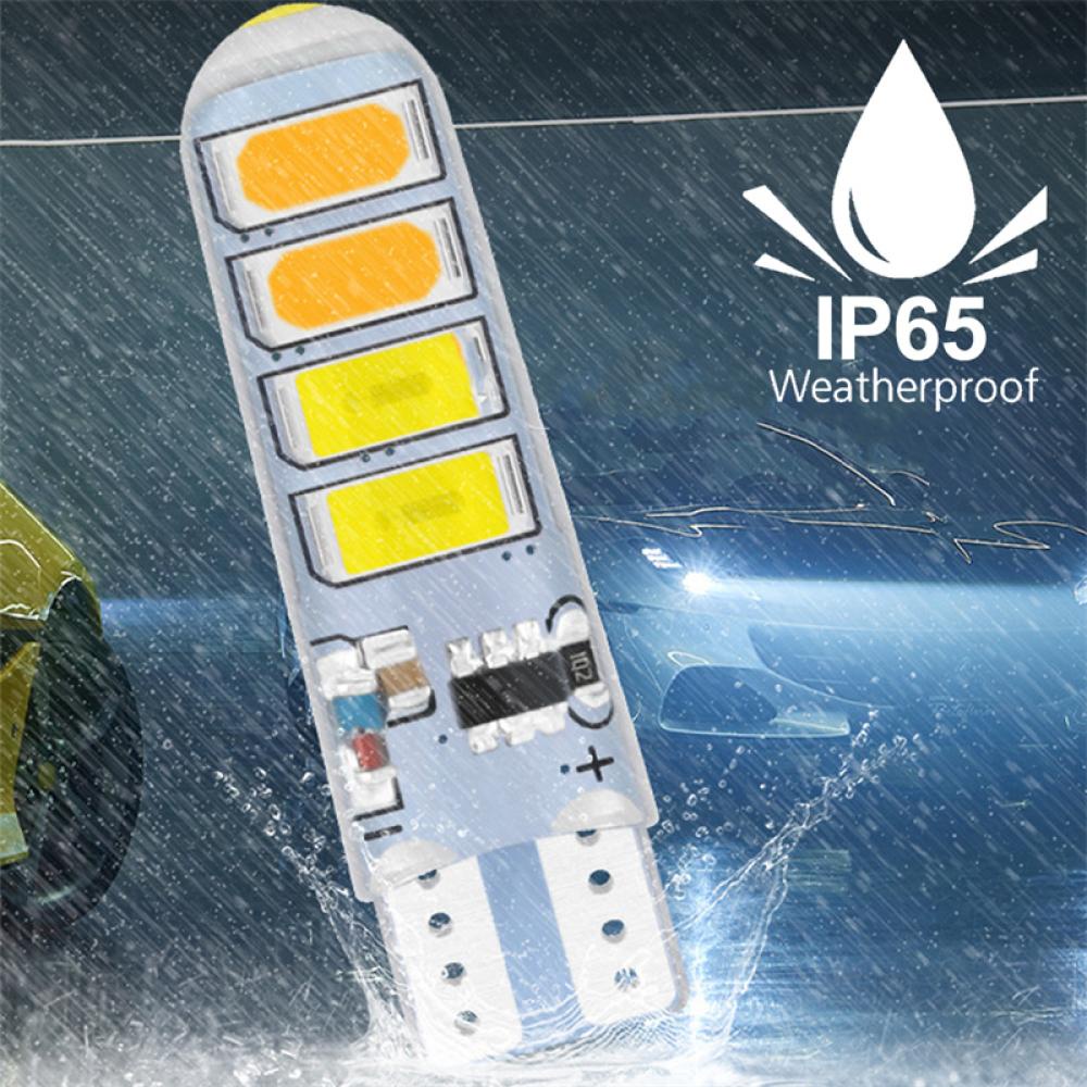 Set 2 Đèn LED T10 5630 8smd T10 Silicone C6P3 Hai Màu Dành Cho Ô Tô