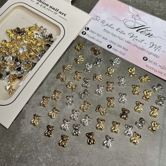 Charm gắn nail- set 20v charm gấu trong, gấu sắt - Phụ kiện design nail