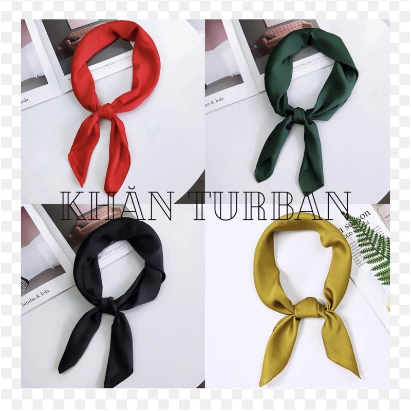 Khăn turban lụa vuông cao cấp choàng cổ size 70x70cm thanh lịch đa năng dùng làm áo yếm trơn