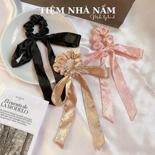 🎀 buộc tóc nơ lụa hoạ tiết lv cao cấp