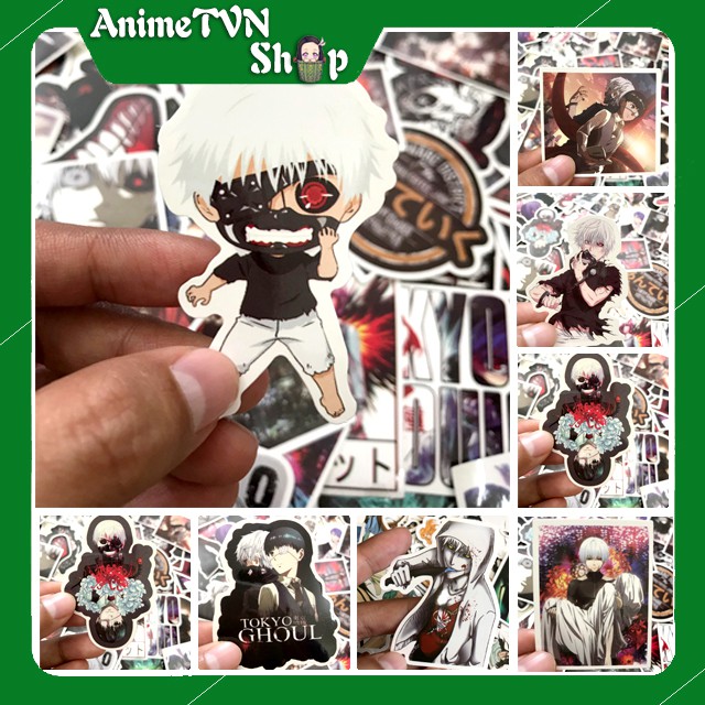 Miếng dán Sticker anime Tokyo Ghoul (Ngạ Quỷ) trọn bộ 50 hình - In rõ ràng sắc nét khó tróc