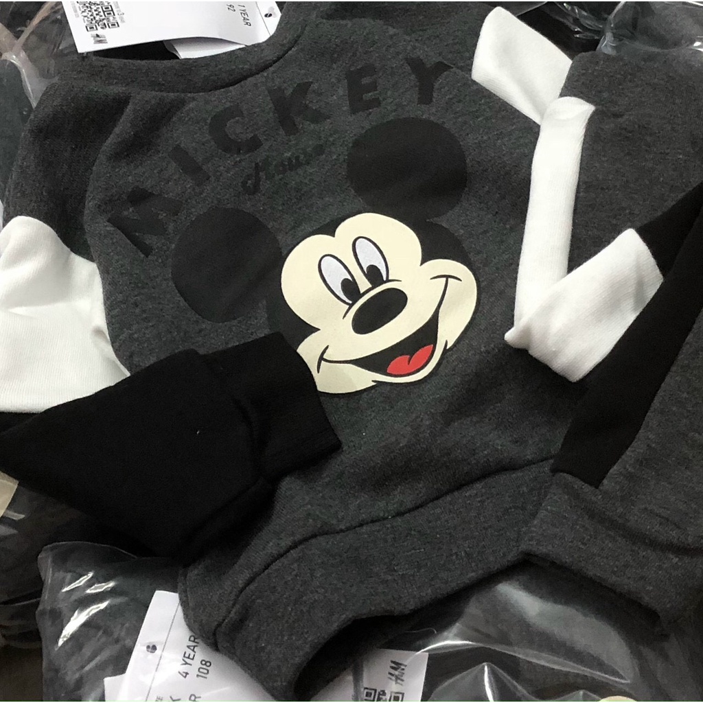 Bộ dài tay thu đong bé trai - Bộ nỉ phối Mickey HM cho bé trai size 1-6t