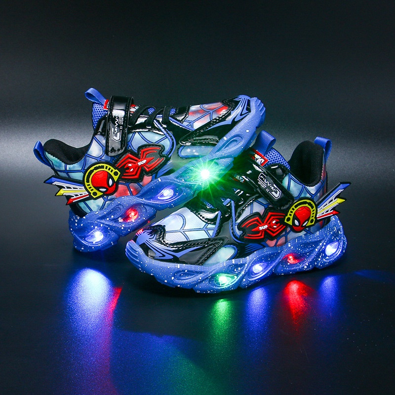 Giày Sneaker Phối Lưới Thoáng Khí Trọng Lượng Nhẹ Có Đèn LED Dành Cho Bé Trai Và Bé Gái