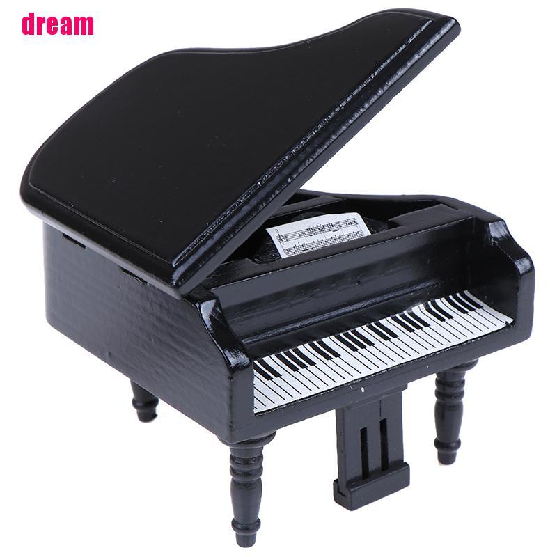 Mô Hình Đàn Piano Bằng Gỗ Màu Đen Tỉ Lệ 1: 12