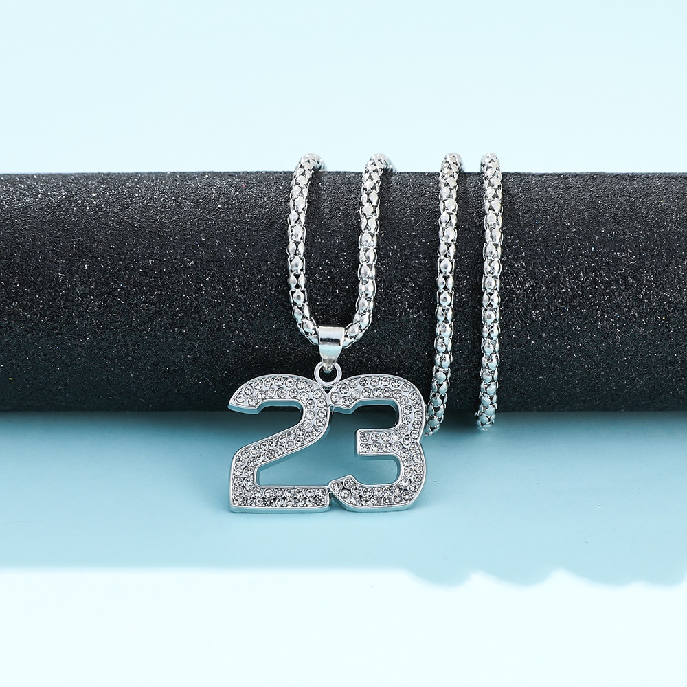 Nhẫn Pha Lê Thời Trang Hip Hop Huyền Thoại Bóng Rổ Vòng cổ Mặt 23 Dành Cho Nam