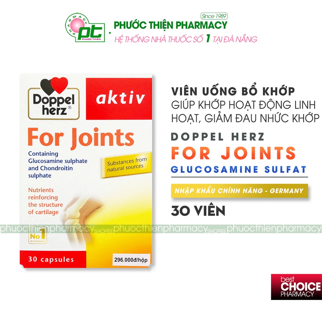 Viên uống xương khớp, bổ sung Glucosamine sulfat của Đức Doppelherz For Joints Hộp 60 Viên - Hỗ trợ thoái hóa các khớp