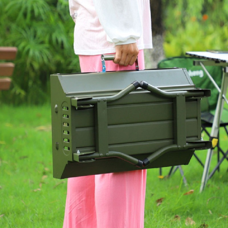 Bếp Nướng Than Hoa BBQ Ngoài Trời Gấp Gọn Sử Dụng Đi Cắm Trại, Dã Ngoại, Du Lịch Kích thước: 82x30x35cm Droolo House