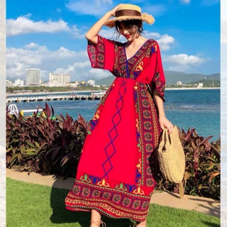 Váy boho đỏ size S M L XL y hình (CÓ THỂ ORDER). Ảnh cuối là ảnh mình mặc