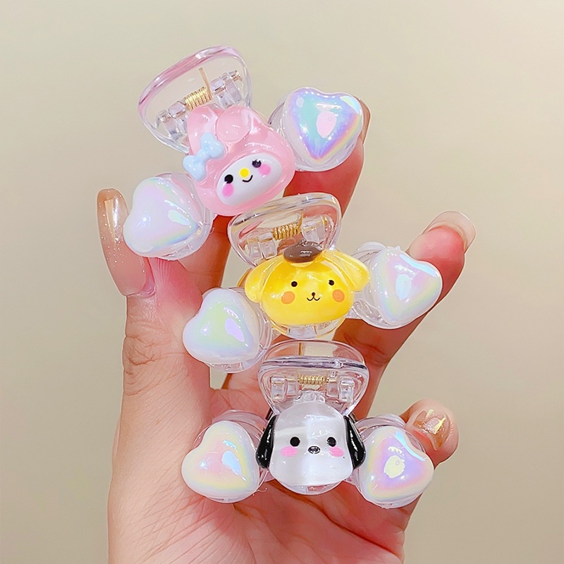 Kẹp Tóc Nhỏ Bằng Nhựa Hình Hoạt Hình Đính Ngọc Trai Phong Cách Hàn Quốc Ngọt Ngào