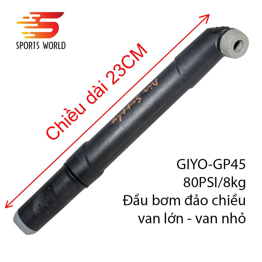 Bơm xe đạp mini GP-45 Áp suất 100PSI/8kg - GIYO