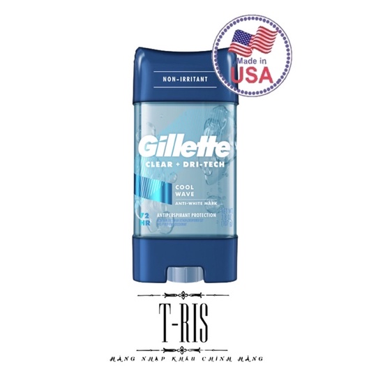 [USA] Lăn khử mùi Gillette mẫu mới 107g dạng  Gel trong suốt| Cool Ware| Arctic Ice| Sport |-Nhập khẩu chính hãng P&G Mỹ