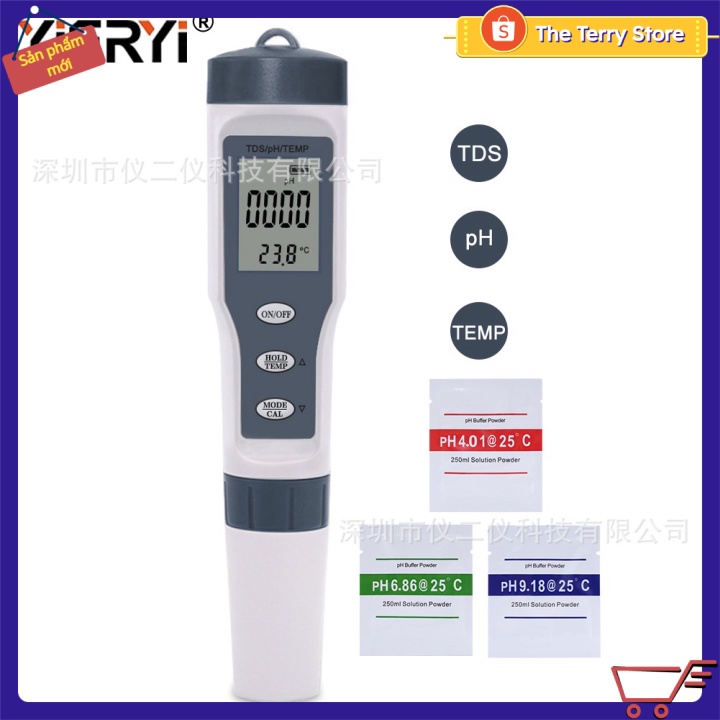 ✴️ Máy kiểm tra giám sát chất lượng nước kỹ thuật số cho hồ bơi, nước uống, Bể Cá (đèn nền) Đồng Hồ TDS Đồng Hồ Đo Độ PH