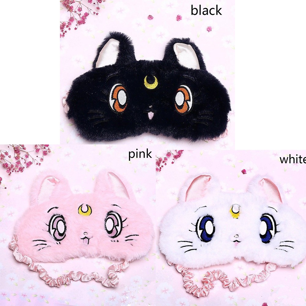 Bịt mắt hình thú dễ thương bằng nhung lông mềm phối satin hỗ trợ giấc ngủ | BigBuy360 - bigbuy360.vn