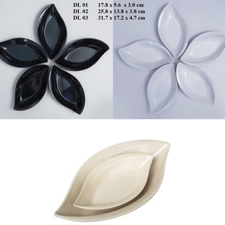Dĩa hình lá dài nhựa Melamine nhiều màu