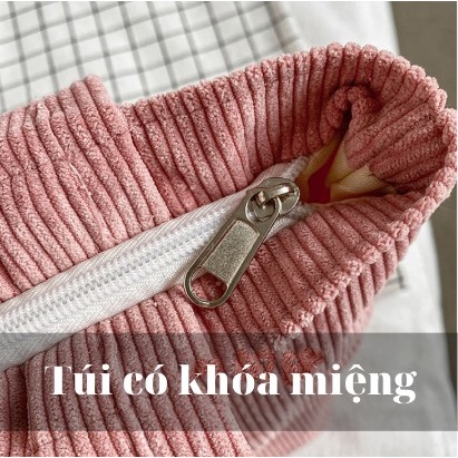 Túi Tote Thêu Hình Gấu Túi Vải Đeo Vai Kiểu Dáng Hàn Quốc