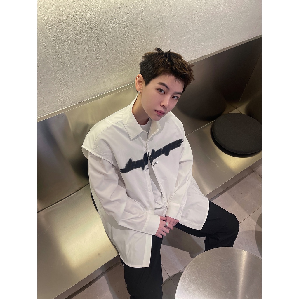 Áo Sơ Mi Không Tay Nhiều Túi In Họa Tiết Phong Cách Hàn Quốc Thời Trang Cho Nam