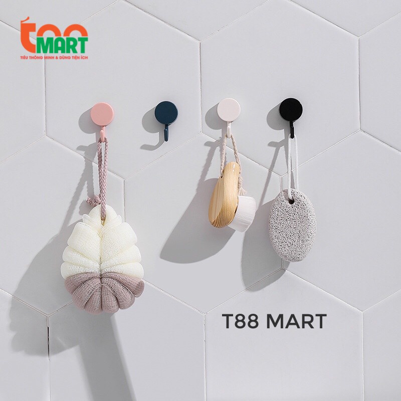 Móc treo dán tường hình tròn đơn giản chất liệu nhựa ABS. miếng dán chắc chắn chịu lực 1kg
