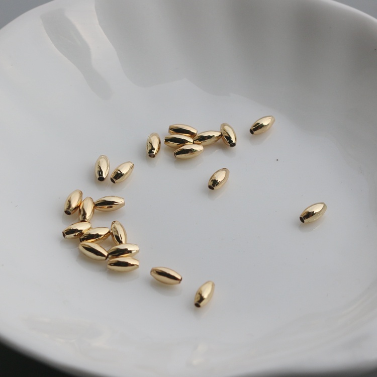 Set 100 Hạt Cườm Đồng 14k 2 * 4mm Dùng Để Làm Đồ Trang Sức Handmade