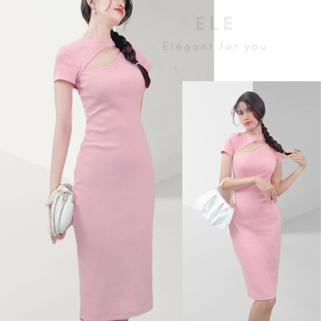 LA DRESS _ĐẦM BODY ELE GÂN KHOÉT HÌNH CHIẾC LÁ THANH LỊCH, NỮ TÍNH