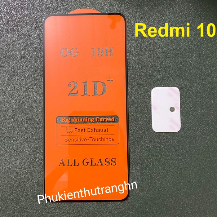 Combo Xiaomi Redmi 10 / Redmi Note 10 / Note 10S / Redmi Note 10 Pro kính cường lực full màn hình + dán bảo vệ camera