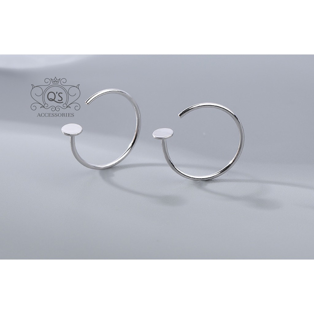 Khuyên tai bạc 925 móc đinh tán chữ C bông vành nam nữ S925 MINIMAL Silver Earrings QA SILVER EA200905