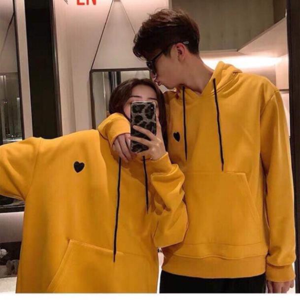 Áo hoodie nữ ❤FREESHIP❤ Áo đôi nam nữ nỉ cotton mịn ấm áp in hình tim đen ngực | WebRaoVat - webraovat.net.vn