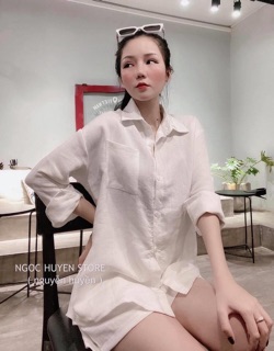 Set sơ mi tay dài + quần short trắng