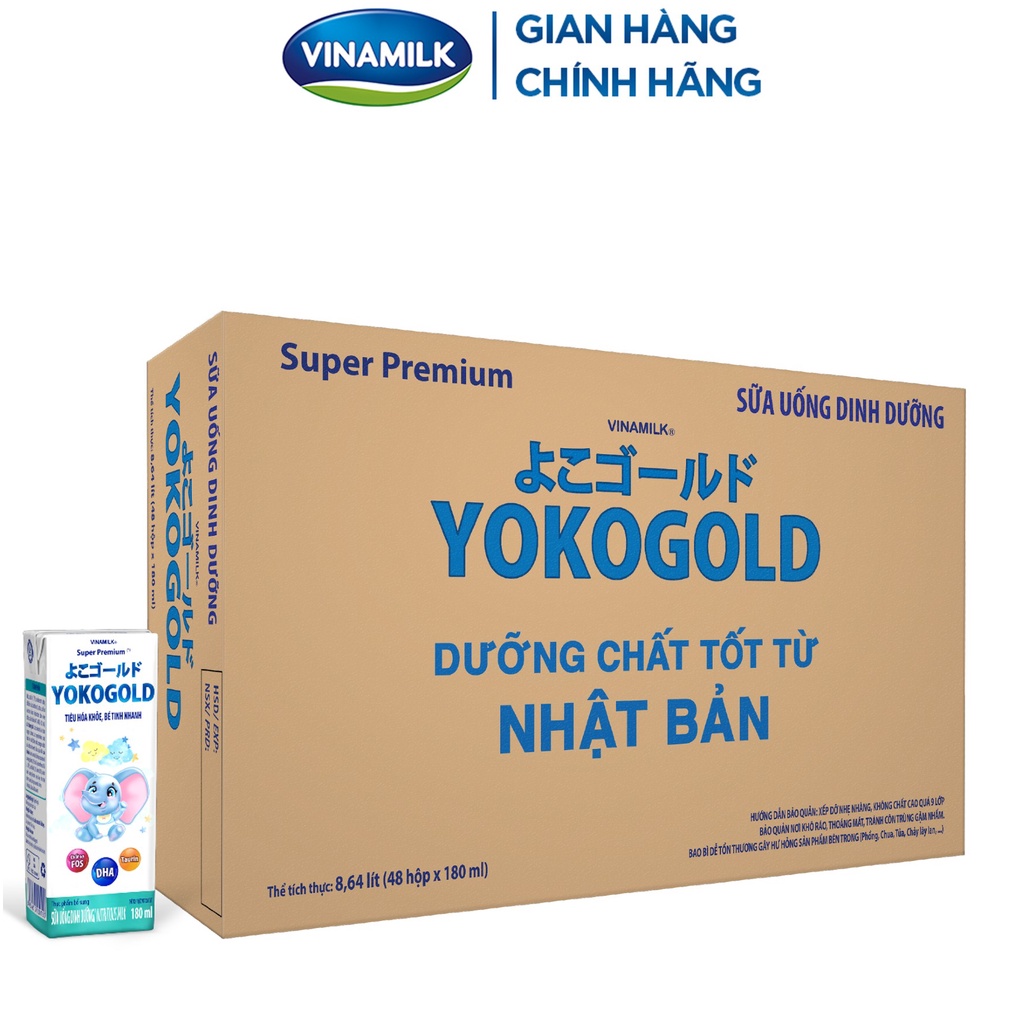 Thùng 48 hộp Sữa nước YOKO GOLD 180ml - sữa bột pha sẵn Dưỡng chất tốt từ Nhật Bản, vị Thanh mát, dễ tiêu hóa