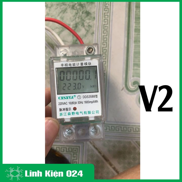 Công tơ điện tử 1080 1 pha điện áp 220V 80A đo số điện tiêu thụ KWH nhựa ABS chống cháy, màn hình LCD