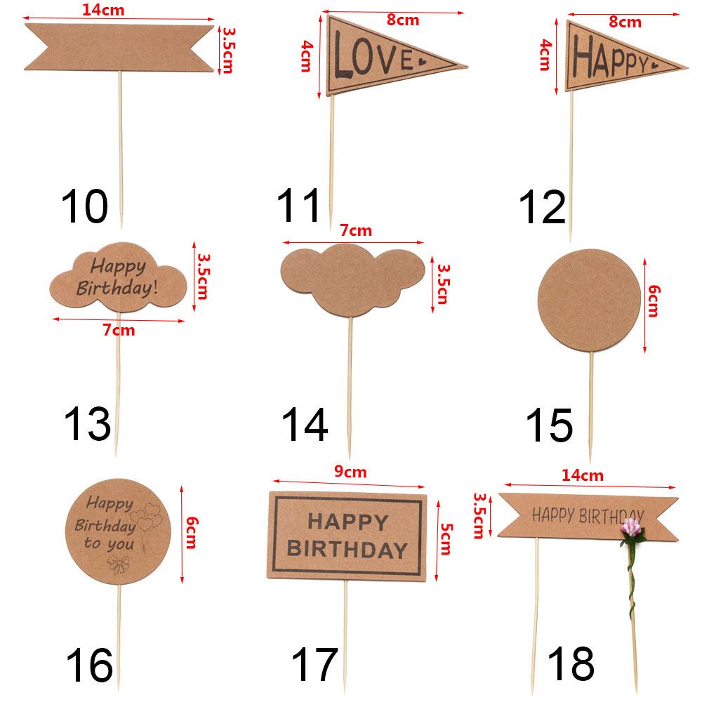 Set 6 Thẻ Giấy Trang Trí Bánh Kem Sinh Nhật DIY