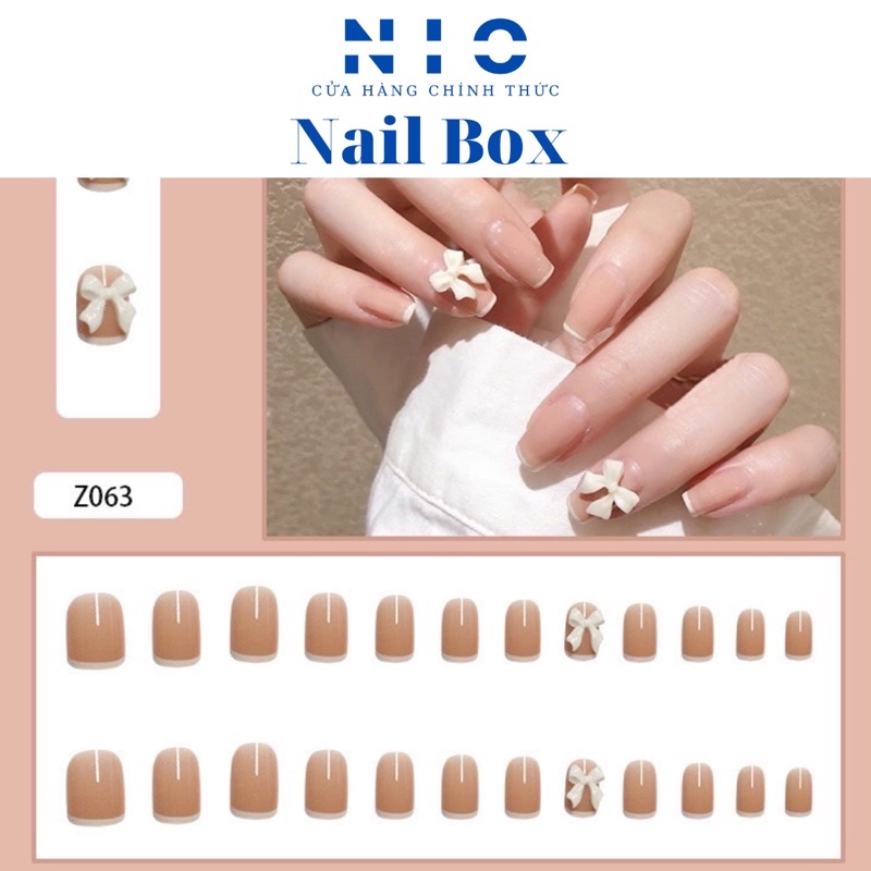 Móng tay giả đính đá Nail Box 24 móng giả kèm keo ( Mã Z )