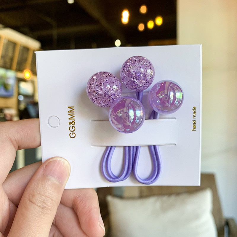 2 Dây cột tóc co giãn đính hạt tùy chọn màu sắc dành cho bé gái