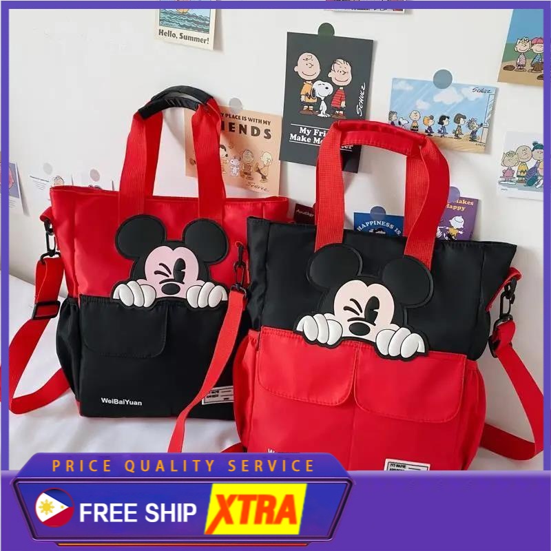 Zara Shoulder Crossbody Bag Woman Canvas Mickey Tote Bag Du Lịch Ngoài Trời Túi Xách Cho Sinh Viên