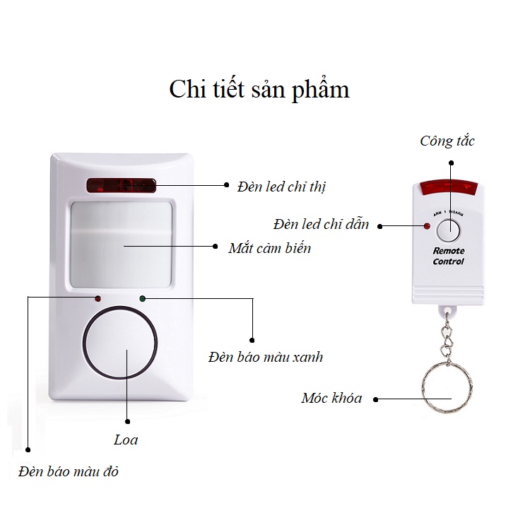 Báo động chống trộm cảm biến hồng ngoại có điều khiển từ xa V3 - Cảm biến nhạy, góc quét rộng và xa