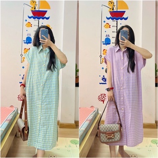 Đầm sơmi suông caro