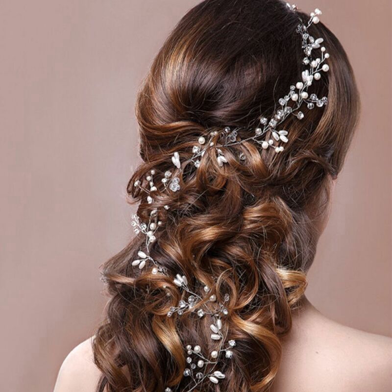 Women Pearl Wedding Hair Vine,Charming Crystal Bride Wedding Headband,Handmade Rhinestone Pearl Hairband,Hair Jewelry