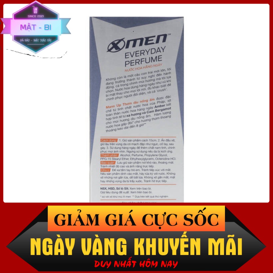 Xịt nước hoa toàn thân X-Men Everyday Perfume Mann Up Amber 50ml- HOÀN XU