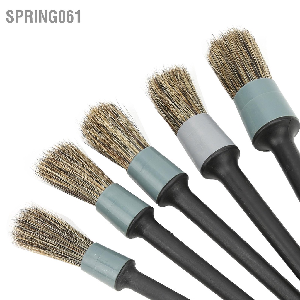 [Hàng Sẵn] 5PCS Bộ chổi quét chi tiết ô tô Công cụ làm sạch bụi bẩn với tay cầm màu đen cho xe tải Xe máy đạp 【Spring061】