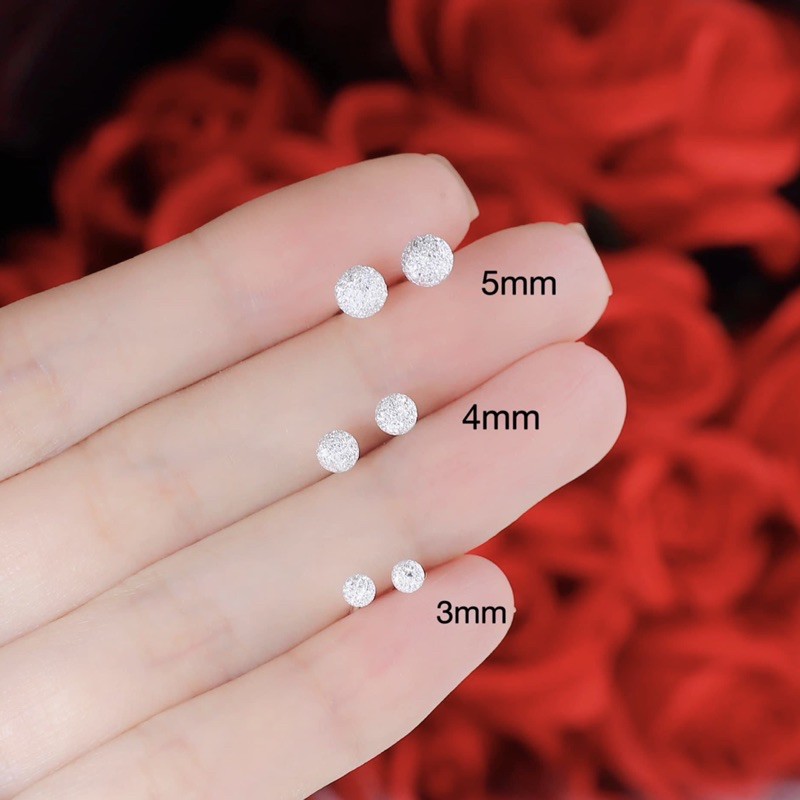 Bông tai nụ đinh minidot Bạc S99 , bi dạng cát , sáng bóng - Vàng Bạc Khải Khải