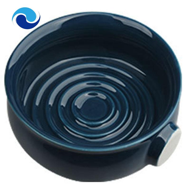 [Hàng mới về] Cốc gốm đựng bọt cạo râu miệng rộng màu xanh hoàng gia cho nam