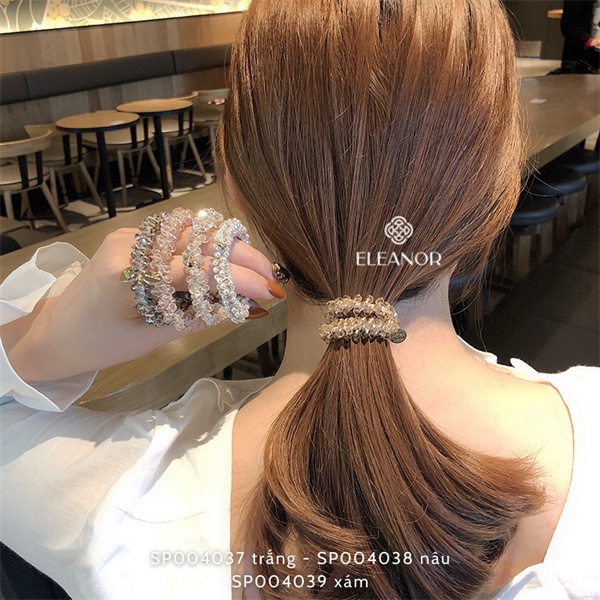 Dây buộc tóc nữ thun co dãn Eleanor Accessories đính đá pha lê phong cách basic phụ kiện tóc 4037
