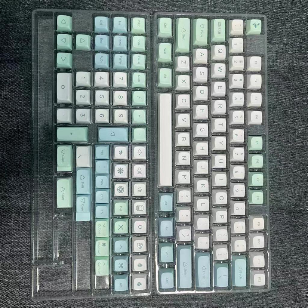 Bộ Keycap Crystal Ice Mint PBT Profile XDA cho bàn phím cơ - 132 nút - Có nút hỗ trợ layout MacOs